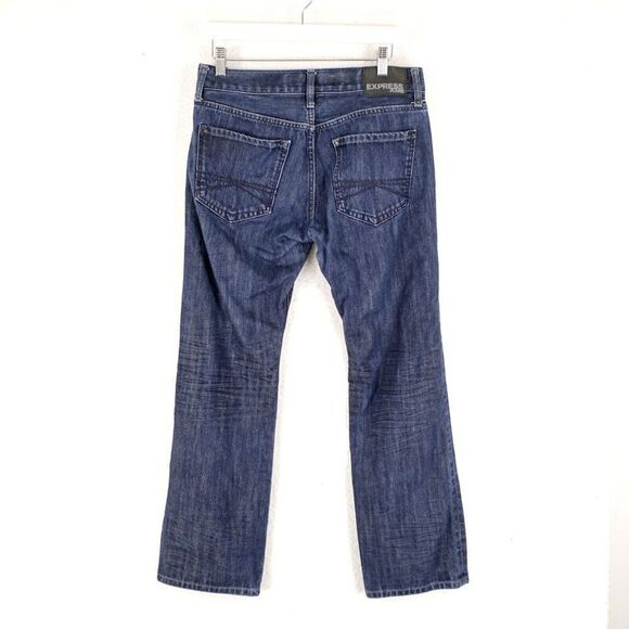 Express Rocco Slim Fit Bootcut Blue Denim Low Rise Jeans 31/29‎ Tagged 30/30 - Picture 6 of 13